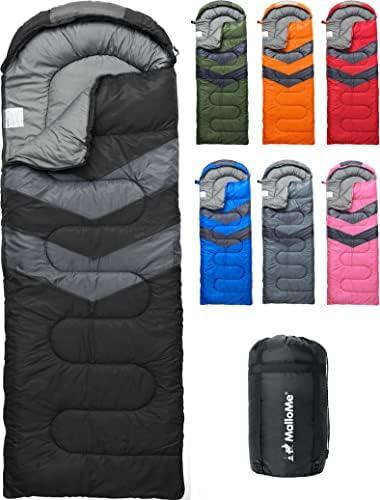 MalloMe Sleeping Bags for Adults Cold Weather & Warm - Backpacking Camping Sleeping Bag for Kids 10-12, Girls, Boys - Lightweight Compact Camping Essentials Gear Accessories Hiking Sleep Must Haves by MalloMe