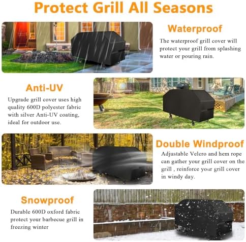 Griddle Cover 600D Heavy Duty for 36 inch Griddle with Hood, 36 inch Blackstone Griddle Cover Blackstone Cover Accessories BBQ Gas Grill Cover Waterproof Windproof Weather - Image 7