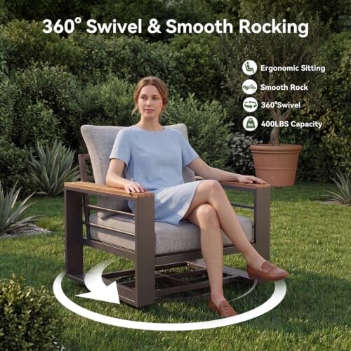 Aoxun Aluminum Patio Furniture Set with Swivel Chairs & Fire Pit Table - Image 4