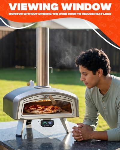 Mimiuo 16" Outdoor Wood/Charcoal Pizza Oven with Smart Temperature Display - Image 4
