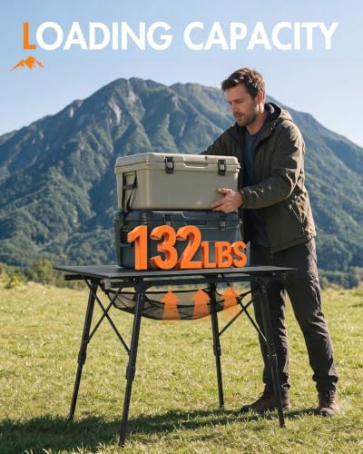 Portal Camping Table, Folding Aluminum Outdoor Table with Mesh Layer - Image 5