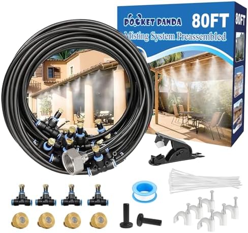 Pre-Assembled Misters for Outside Patio,Outdoor Misting System,80FT|24M. by POCKETPANDA