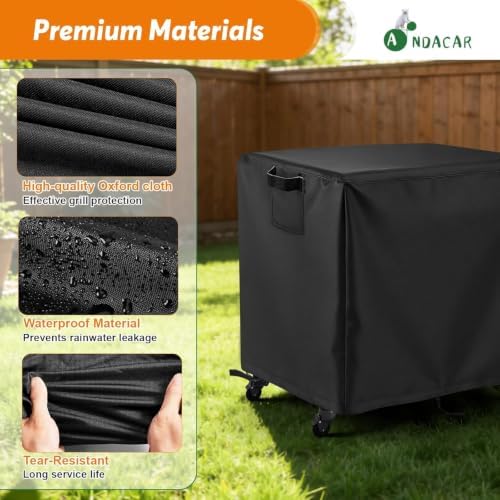 Charcoal Grills Cover for Feasto Outdoor Propane Deep Fryer with Rolling Cart, Waterproof Outdoor Grill Cover BBQ Grill Cover Barbeque Grill Cover (Cover Only) - 34" L×19" W×38" H, Black - Image 4