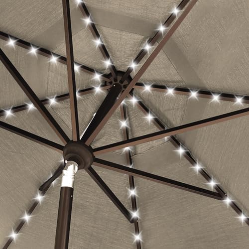 EliteShade USA 10-Year-Non-Fading 10ft Market Patio Umbrella, Commercial Grade Table Sun Umbrella with 80 Solar LED Lights, Crank Open, Windproof & UPF 50+ UV Protection for Garden, Deck, Pool, Backyard, Antique Beige - Image 6