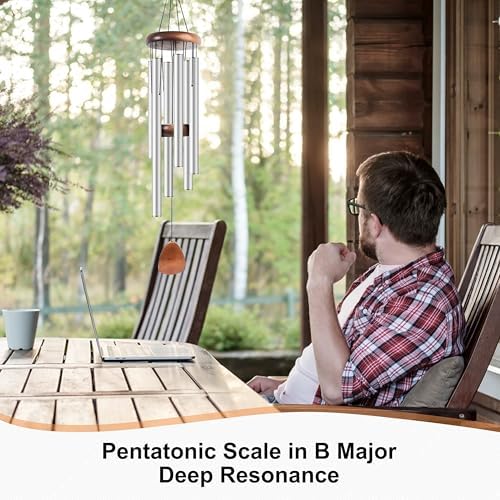 Bursvik 37" Aluminum Wind Chimes for Outside (2 Pack Silver) - Image 5