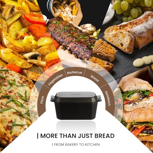 Cast Iron Bread Loaf Pan with Lid,Bread Baking Pan,Cast Iron Dutch Oven for Sourdough,10 x 5 Inch Pre-seasoned Even Heat Distribution Baking Pan for Homemade Bread - Image 3