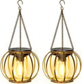 KOOPER Solar Lanterns Outdoor Waterproof, Upgraded Bronze Metal Hanging Solar Lights Outdoor Lanterns, Brighter Auto On/Off Outdoor Hanging Lantern for Yard Patio Pathway Porch Garden Decor 2 Pack by KOOPER