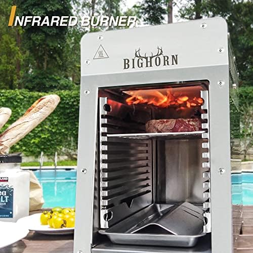 BIG HORN OUTDOORS 1500°F Infrared Propane Gas Grill – Portable Steak Broiler & Sear Station, Outdoor Salamander BBQ, Stainless Steel, 9 inch - Image 4