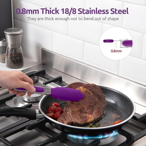 U-Taste Kitchen Tong for Cooking, 600ºF Heat-Resistant Silicone, 7in/Purple - Image 5