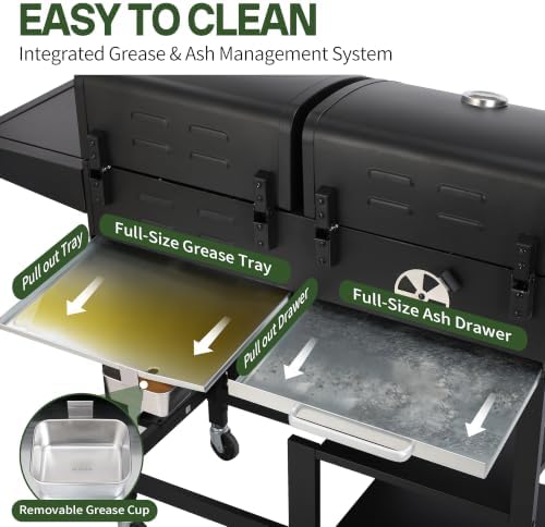 Gas and Charcoal Grill Combo with Side Burner, 29,000 BTU - Image 6