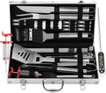 grilljoy 24PCS BBQ Grill Tools Set with Meat Thermometer and Injector - Extra Thick Stainless Steel Fork, Spatula& Tongs - Complete BBQ Accessories in - Perfect Grill Gifts for Father's Day by grilljoy
