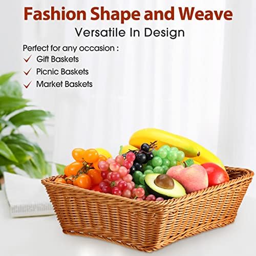 6 Pcs 17.7 in Large Wicker Bread Baskets, Woven Serving Basket for Kitchen - Image 5