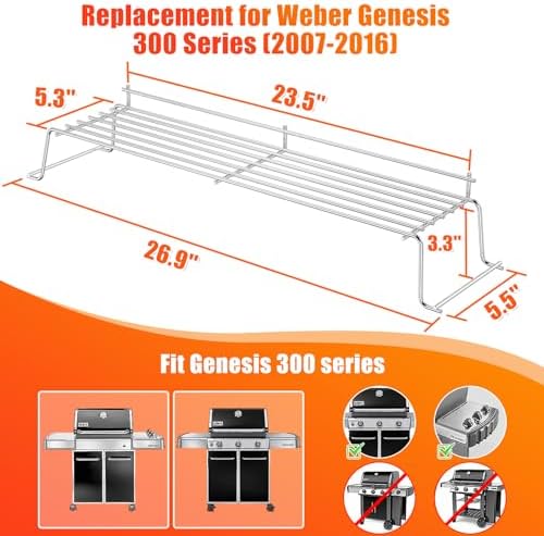 Hisencn Stainless Steel Warming Rack for Weber Genesis 300 Series - Image 2
