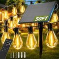 50FT Solar String Lights Outdoor, Dimmable Patio Lights Solar Powered with Remote & USB Port 18+1 LED Shatterproof Bulbs 3 Light Modes, Waterproof Solar Light for Camping Backyard Garden by Unknown