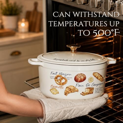 CAROTE Enameled Cast Iron Dutch Oven, 5QT Pot with Lid & Gift Box - Image 3