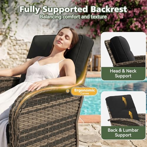 Aoxun 10 Piece Outdoor Patio Furniture Set with Coffee Table, Wicker Rattan Outdoor Furniture with High Back Swivel Rocker Chairs, Outdoor Conversation Set with Thick Cushion & Ottoman, Black - Image 6
