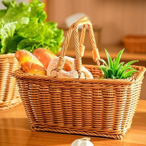 Elegant PE Handwoven Oval Storage Basket for Outdoor Camping Picnics and Home Decoration - Image 3