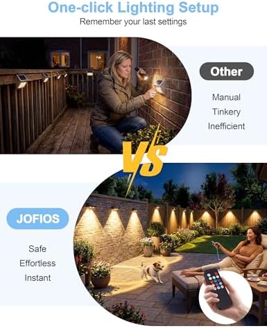 JOFIOS Fence Lights Solar Powered with Remote 12 Pack, Warm White, Cool White and RGB Color Glow LED Solar Lights Outdoor, Dusk to Dawn Solar Fence Lights for Patio, Backyard, Railing, Deck, and Wall - Image 5