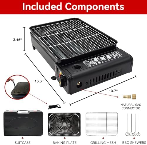 Portable Butane Stove Dual Fuel Gas BBQ Grill with Case & Stainless Grate - Image 4