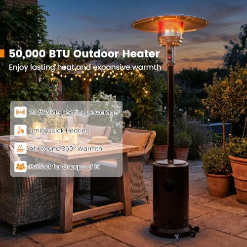 Tangkula 50,000 BTU Propane Patio Heater with Easy Ignition, Bronze - Image 4