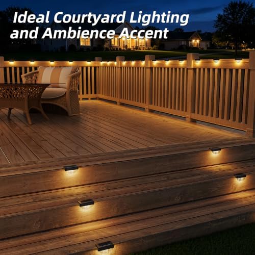 VOLISUN 12 Pack Solar Deck Lights Outdoor, Warm White LED Solar Step Lights for Outside, Waterproof Fence Light for Patio, Deck, Stairs, Yard, Pool and Porch (Black) - Image 6