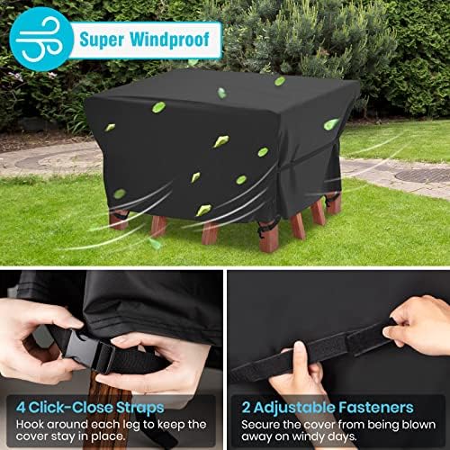 Velway Patio Furniture Cover Outdoor, Waterproof Square Patio Table Chair Sofa Set Cover, 50”Lx50”Wx29”H, All Weather Oxford Tear-Resistant Material with Zipper Carrying Bag Windproof Buckles - Image 3