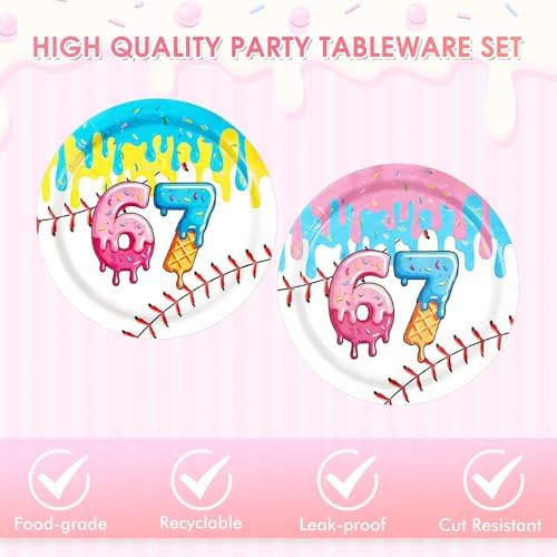 40Pcs 6 7 Ice Cream Drip Baseball Party Dessert Plate Napkin Tableware Set - Image 4