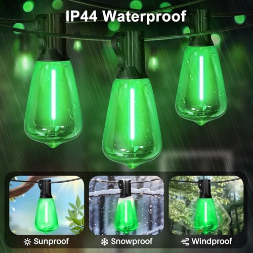LAMPHOME 26Ft ST38 Outdoor String Lights, Green St Patrick's Day Patio Lights with 12+1 ST38 Edison Bulbs, LED Shatterproof String Lights for Outside Bistro Christmas Patio Party Decorations - Image 3