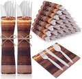 200 Pcs Wood Grain Wedding Supplies for 50 Guests Rustic Party by Lanties