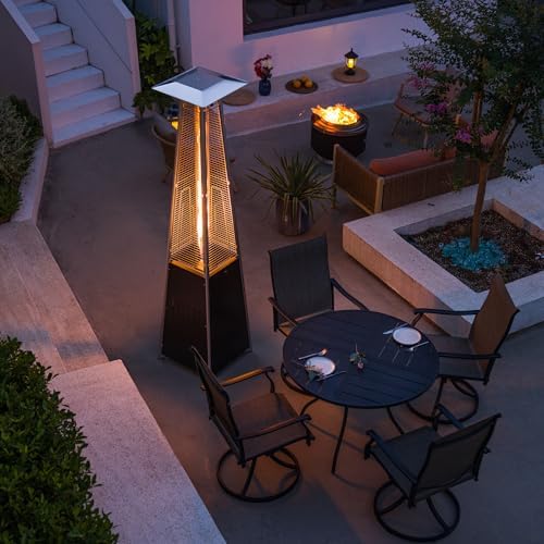 Pyramid Patio Heater,48,000 BTU Outdoor Propane Heater with Glass Tube, Propane Tall Tower Design with Wheels & One-Button Ignition for Backyard, Deck, and Commercial Use - Image 6