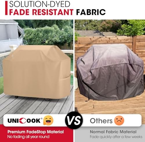 Unicook Grill Cover Heavy Duty Waterproof UV Resistant 75 Inch, Light Brown - Image 3