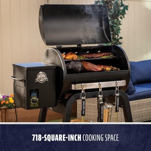 Pit Boss 700 Carbon Series Wood Pellet Grill & Smoker with LCD Digital Controller, 718-Sq. in. Cooking Space, 180°F to 500°F Temperature Range, Meat Probe, 13.5 lb. Pellet Hopper, Black - Image 3