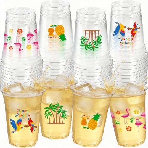 Hawaiian Aloha Luau Party Decorations Supplies Disposable Plastic Cups by CUPLOOV
