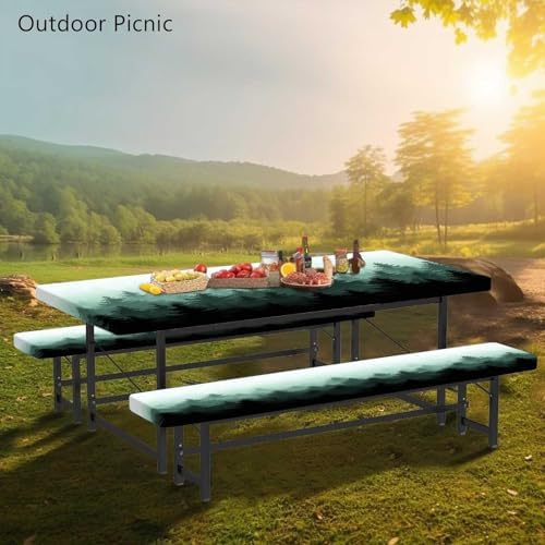 CAPSCEOLL Fitted Picnic Table Cover with Bench Covers 8ft - Green Forest - Image 6
