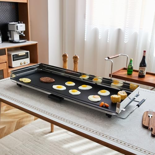 AEWHALE 35" Large Electric Griddle,Extra Wide Teppanyaki Grill with Detachable stainless Steel Baffle for Pancake Barbecue - Image 7