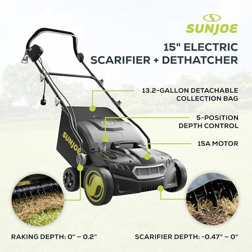 Sun Joe Corded Dethatcher & Scarifier with 13.2-Gal Bag, AJ808E - Image 3