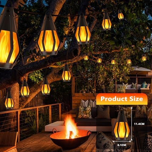 Solar String Lights for Outside, 33Ft Solar Patio Light with 15 Flickering - Image 6