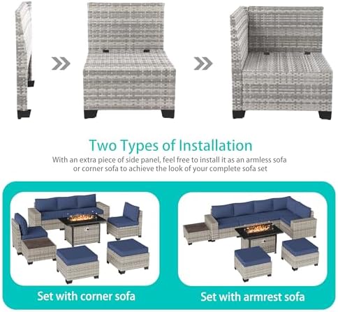 Outdoor Patio Furniture Set PE Wicker Rattan Outdoor Sectional Sofa - Image 2