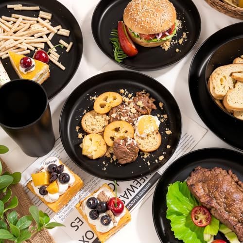 EjonirInjonir 24pcs Non-Toxic Black Wheat Straw Dinnerware Sets for 6 Home - Image 2