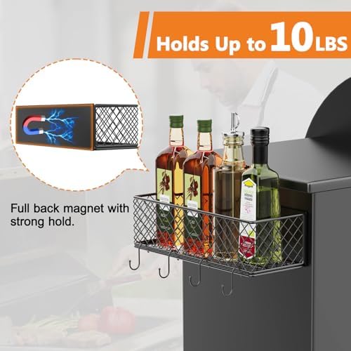 Ormeli 2 Pack Magnetic Storage Bin for Traeger Smoker Grill Caddy with Paper Towel Holder, Grill Basket for Some Models of Traeger/Pit Boss/Z Grill Smoker Accessories, Griddle Caddy for Outdoor - Image 2
