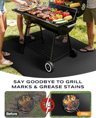 Non-Curl 40x80 inch Under Grill Mats for Outdoor Grill, Indoor Fire Pit Hearth Rugs for Fireplace, Double-Sided Fireproof, Oilproof & Waterproof BBQ Grill Mat, Easy to Clean,for Deck/Patio/Lawn - Image 4
