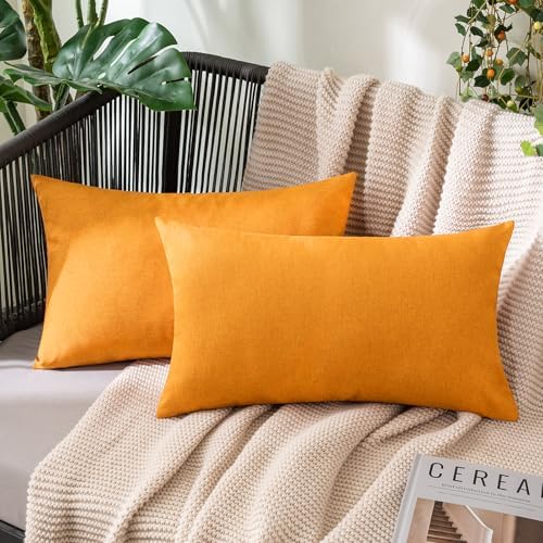 MIULEE Decorative Outdoor Pillow Covers Fall Lumbar 12x20 Pumpkin Orange by MIULEE