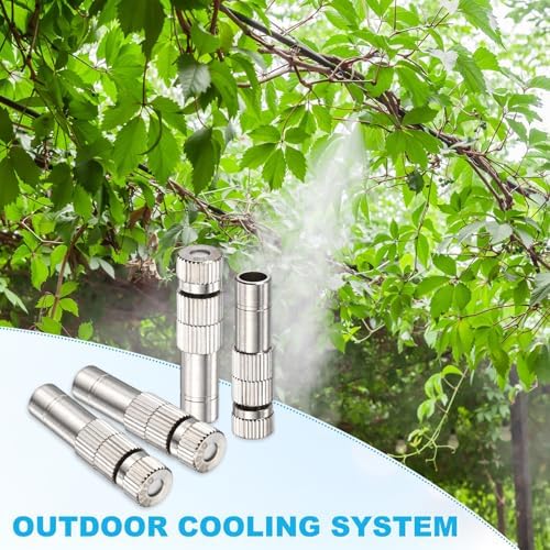 M METERXITY 5-Set Brass Misting Nozzles Tees Kit, 0.004"/0.1mm Orifice Mister Replacement Nozzles with Filter Mesh for Outdoor Cooling System/Greenhouse, Water Misting Nozzle Tees Kits - Image 6