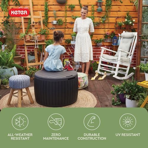 Keter Circa Outdoor Storage Deck Box, 37 Gallon, Brown - Image 5