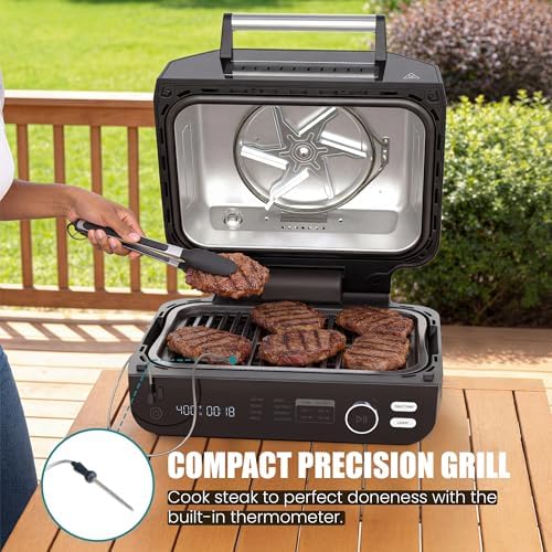 OLIXIS Electric Grill Outdoor/Indoor, 8-in-1 Multifunctional Large Electric BBQ Grill for Air Fry, Bake, Roast, Steak, Broil and Dehydrate, Safe Non-Stick Coating, Fry Basket Included - Image 4