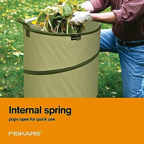 Fiskars Kangaroo Collapsible Garden Bag with Heavy Duty Hardshell Bottom for Leaf and Yard Waste, 30-Gallon Reusable Container for Lawn Care and Gardening - Image 5
