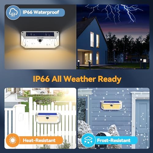 TECKNET 416 LED Solar Lights Outdoor Motion Sensor Waterproof 4200lm,2 Pack - Image 5