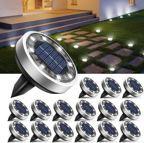 btfarm 16 Pack Solar Lights Outdoor Waterproof, 8 LED Solar Ground Lights by btfarmdecorativelighting