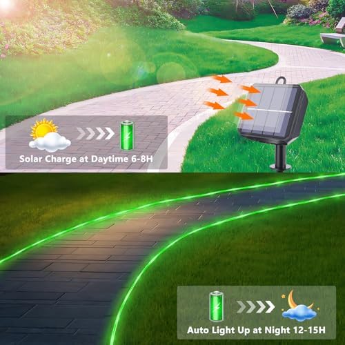 Solar Rope Lights, 66ft 200LED Solar String Lights, 8 Modes, Waterproof - Image 4