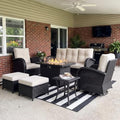 LayinSun 7 Pieces Outdoor Patio Furniture Set with Fire Pit Table by LayinSun